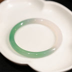 Fortune Jewel Natural White And Green Chalcedony Agate Positive Cuff Bracelet Bangle