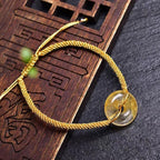 Fortune Jewel Round Citrine Peace Buckle Happiness Braided Bracelet