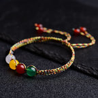 Fortune Jewel Colorful Agate Metal Wood Water Fire Earth Five Elements String Bracelet