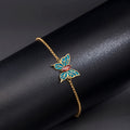 Fortune Jewel 925 Sterling Silver Butterfly Zircon Love Chain Bracelet