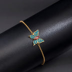 Fortune Jewel 925 Sterling Silver Butterfly Zircon Love Chain Bracelet