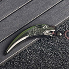 Fortune Jewel Natural Black Obsidian Ice Obsidian Rainbow Obsidian Wolf Tooth Pattern Strength Necklace Pendant