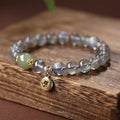 Fortune Jewel Chinese Zodiac Natal Buddha 925 Sterling Silver Natural Moonstone Hetian Jade Positive Bracelet