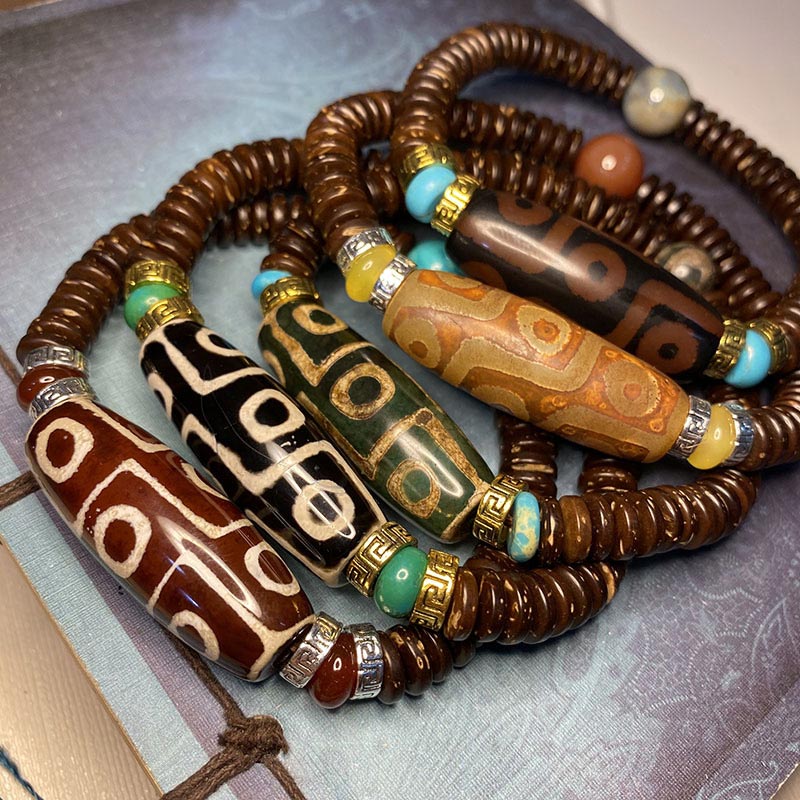 Fortune Jewel Tibetan Nine-Eye Dzi Bead Wealth Bracelet
