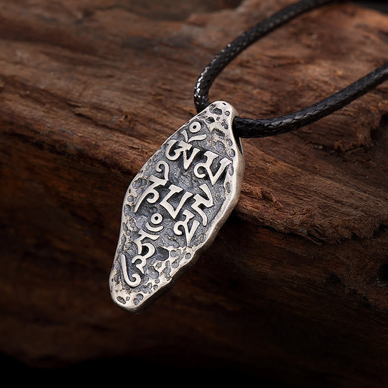 Fortune Jewel Tibetan 925 Sterling Silver Om Mani Padme Hum Dorje Vajra Engraved Strength Necklace Pendant