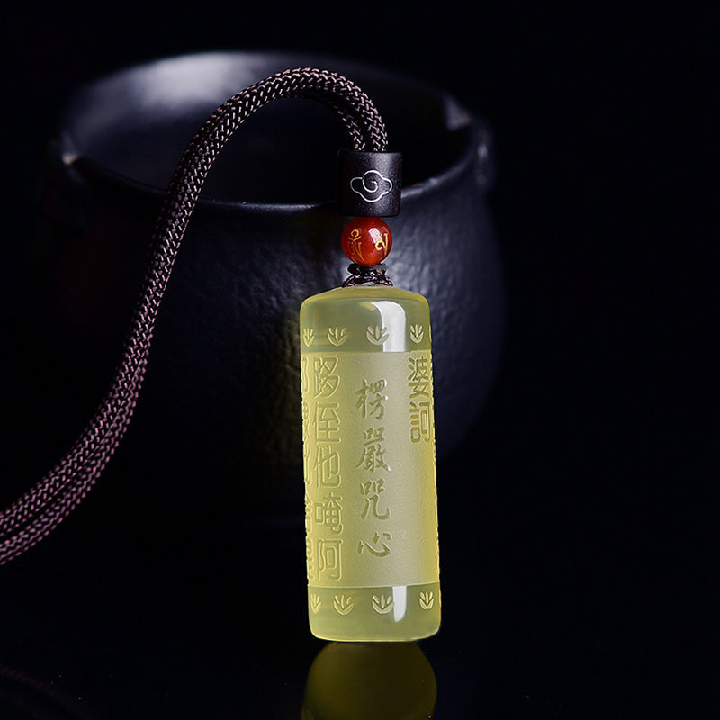 Fortune Jewel Heart Sutra Citrine Happiness Strength Necklace Pendant