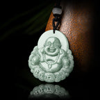 Fortune Jewel Laughing Buddha Natural Jade Copper Coin Abundance Necklace Pendant Fortune Jewel