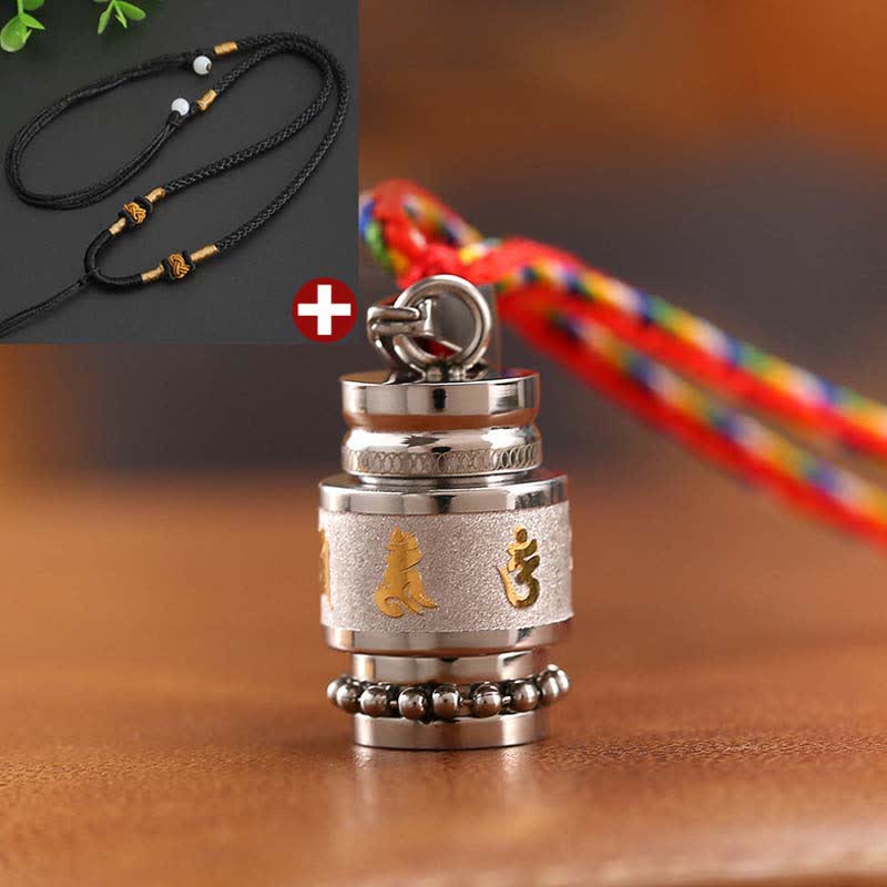 Fortune Jewel Tibet Om Mani Padme Hum Shurangama Mantra Titanium Steel Wisdom Amulet Necklace Pendant
