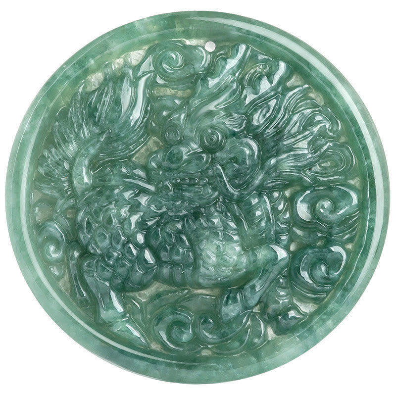 Fortune Jewel Natural Jade Kirin Abundance String Necklace Pendant