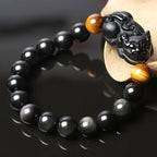 Fortune Jewel FengShui PiXiu Rainbow Obsidian Tiger Eye Wealth Bracelet