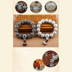 Fortune Jewel Tibetan Om Mani Padme Hum Carved Alloy Beads Amulet Bracelet