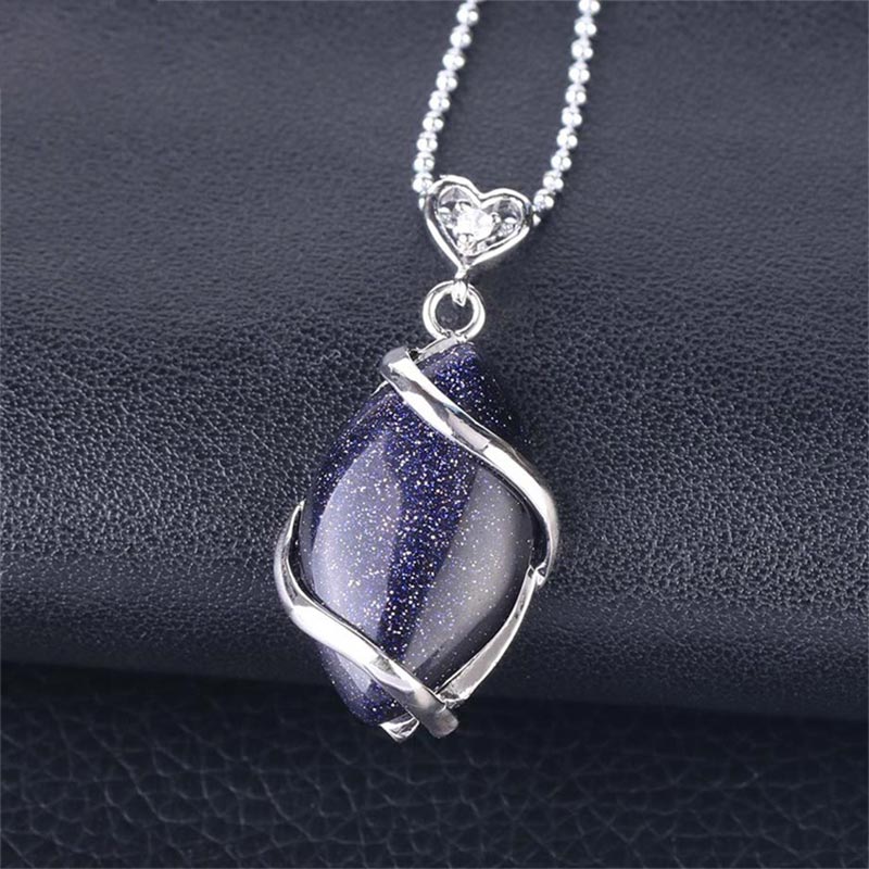 Fortune Jewel Marquise Pattern Natural Crystal Stone Charm Necklace Pendant