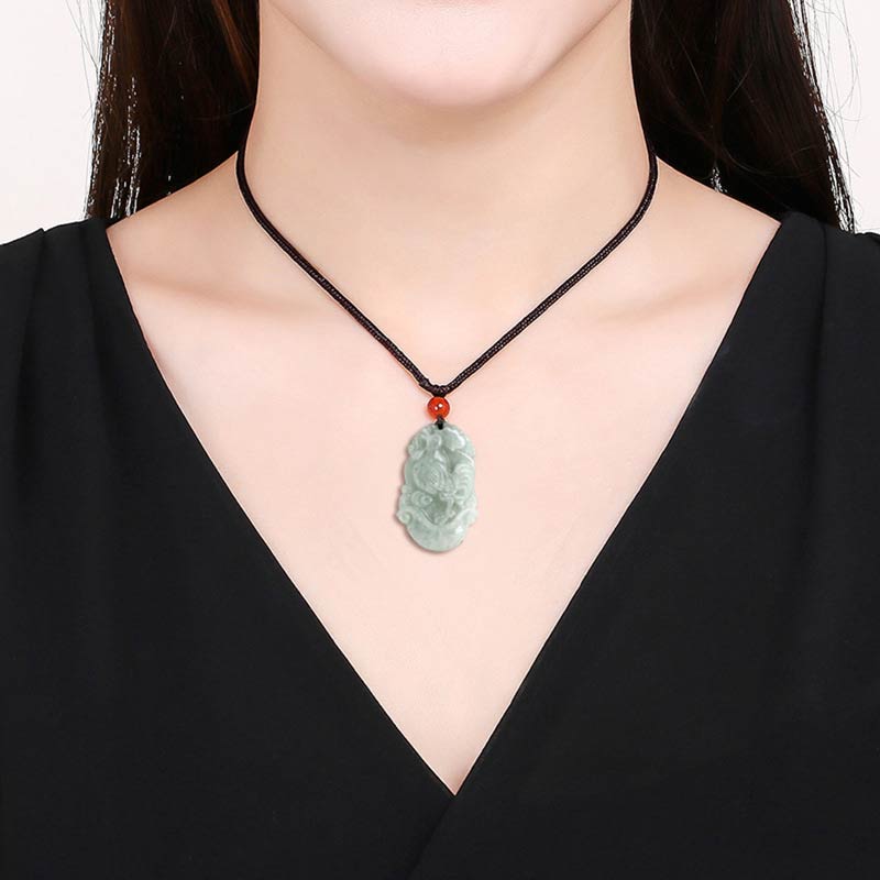 Fortune Jewel Natural Jade 12 Chinese Zodiac Sucess Pendant Necklace Fortune Jewel