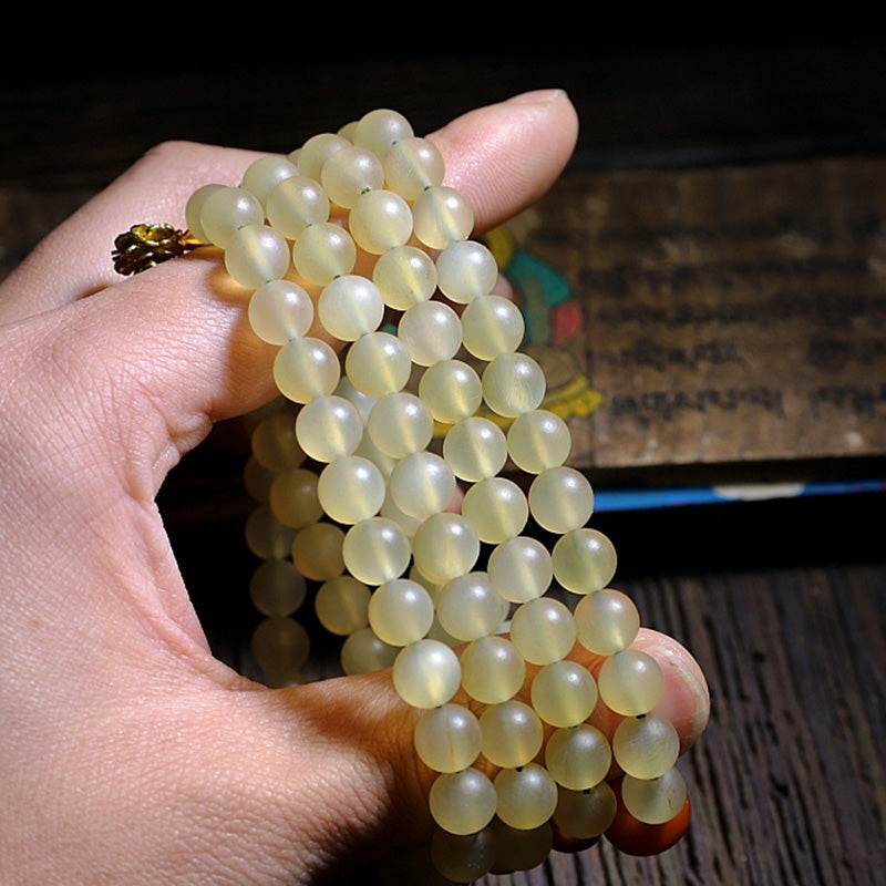 Fortune Jewel 108 Mala Beads Tibet Sheep Horn Amber Luck Bracelet