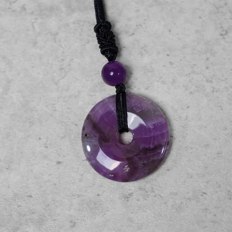 Fortune Jewel Lucky Coin Pendant Healing Crystal Gemstone Necklace