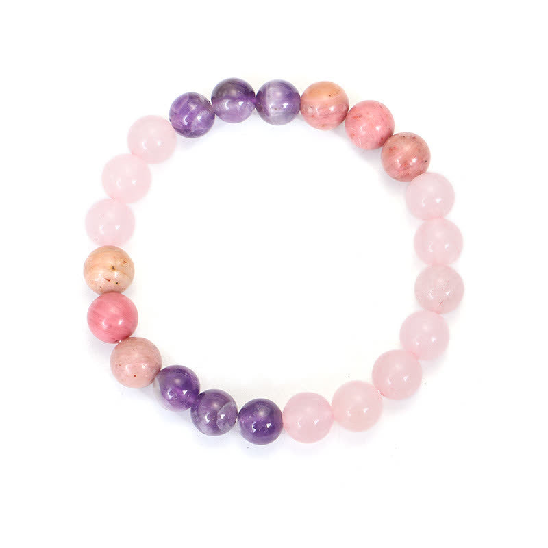 Fortune Jewel 108 Mala Beads Amethyst Rose Quartz Spiritual Healing Tassel Bracelet