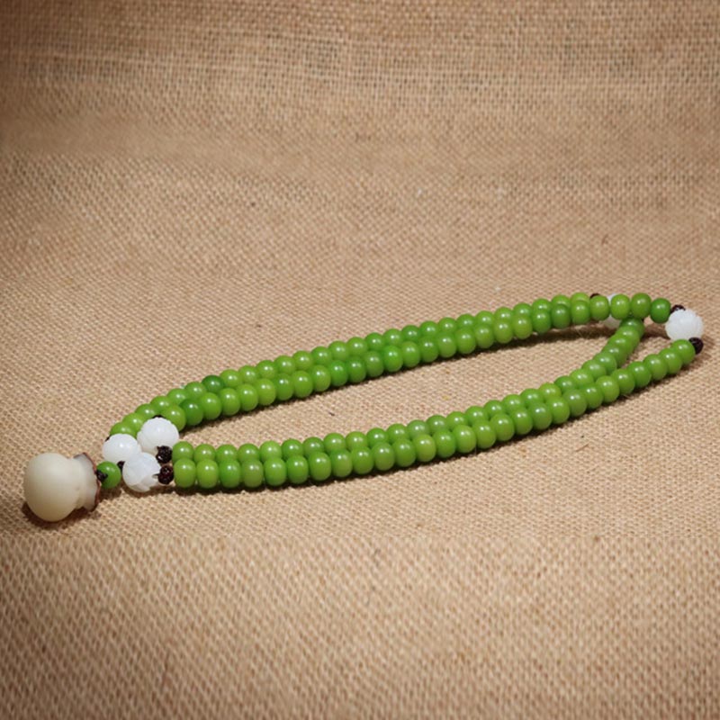 Fortune Jewel Natural Bodhi Seed 108 Beads Mala Wisdom Bracelet