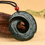 Fortune Jewel One's Luck Improves Design Patern Natural Hetian Cyan Jade Success Necklace Pendant