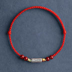 Fortune Jewel 925 Sterling Silver Koi Fish Cinnabar Bead Wealth Handcrafted Braided Bracelet Anklet