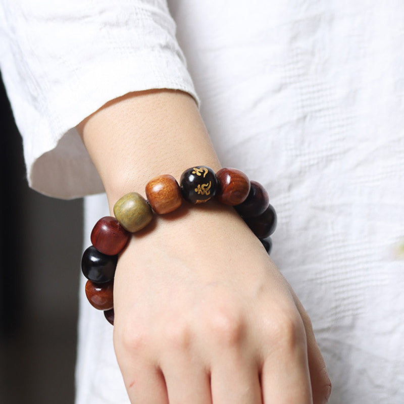 Fortune Jewel Tibet Various Wood Om Mani Padme Hum Purity Bracelet