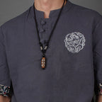 Fortune Jewel Tibet Om Mani Padme Hum Dzi Bead Avalokitesvara Pattern Wealth Necklace Pendant