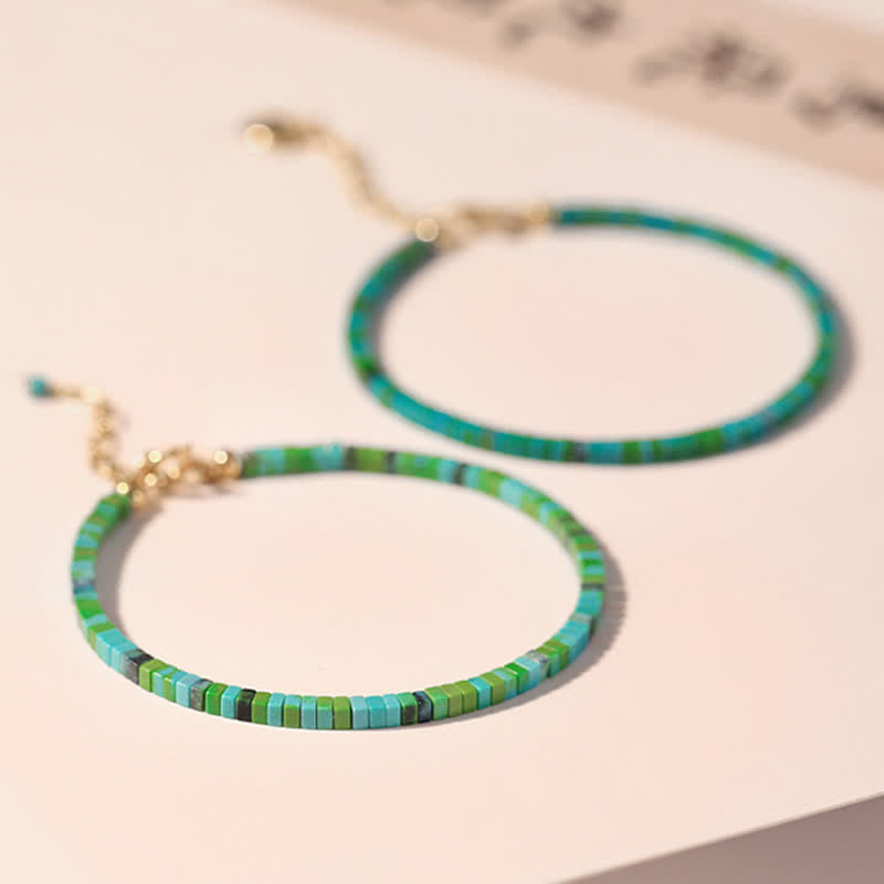 Fortune Jewel Turquoise Beaded Friendship Strength Chain Bracelet