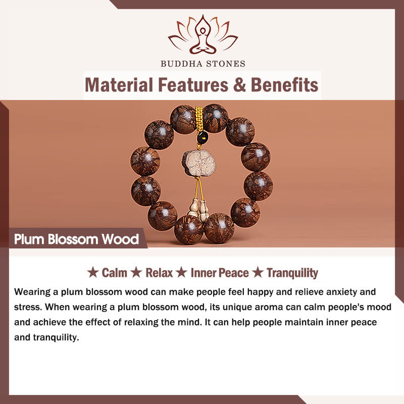 Fortune Jewel Plum Blossom Wood Inner Peace Bracelet
