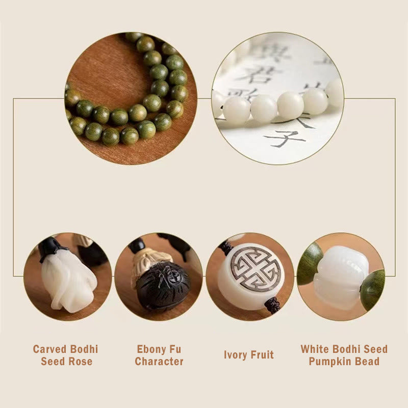Fortune Jewel Natural Green Sandalwood Bodhi Seed Soothing Bracelet