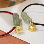 Fortune Jewel Handmade Hetian Jade Bead Lotus Pod Prosperity Luck Braided Bracelet