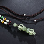 Tibetan Natural Hetian Cyan Jade White Jade Dorje Vajra Engraved Success Necklace Pendant