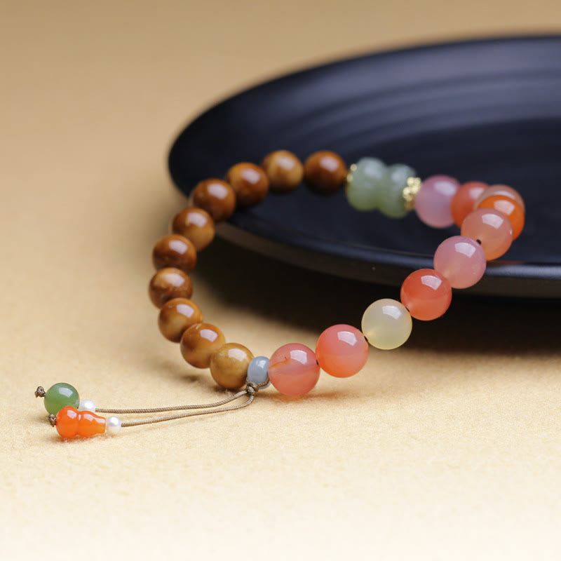 Fortune Jewel Kuka Seed Yanyuan Agate Hetian Jade Wealth Protection Bracelet