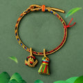 Fortune Jewel Colorful Rope Luck Handmade Zongzi Golden Ball Charm Bracelet