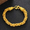 Fortune Jewel 24k Gold Plated Double Headed Dragon Protection Bracelet Fortune Jewel