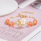 Fortune Jewel Red Agate Tridacna Stone Flower Confidence Bracelet