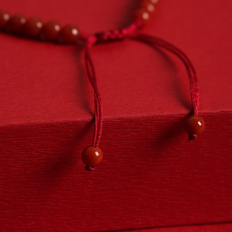 Fortune Jewel Natural Red Agate Hetian Jade Double Peace Buckle Confidence Bracelet