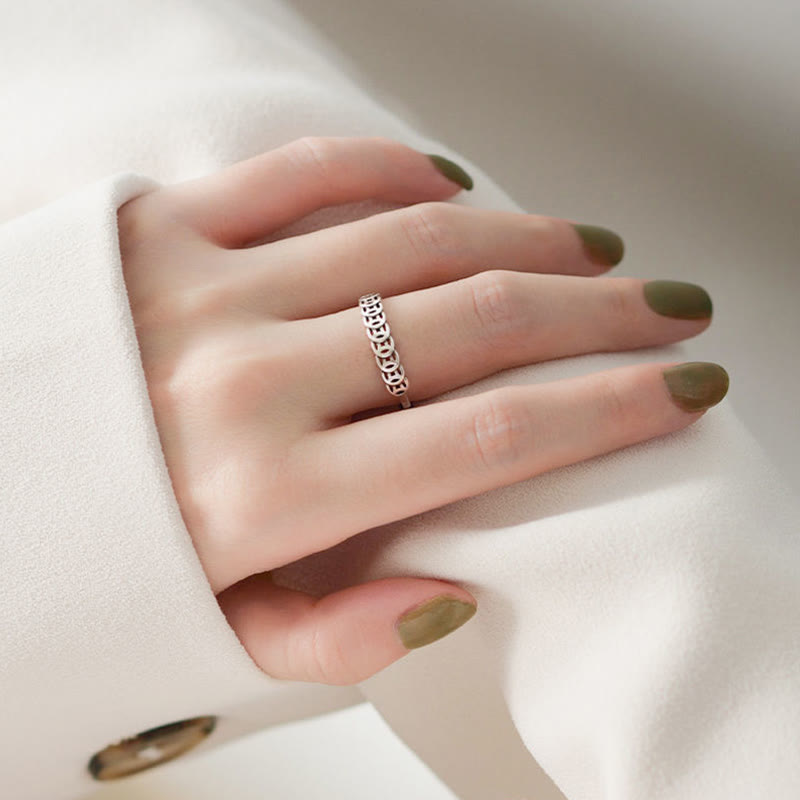 Fortune Jewel Vintage Copper Coin Design Luck Adjustable Ring