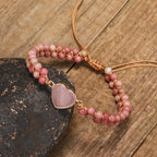 Natural Rhodonite Love Heart Healing Bracelet
