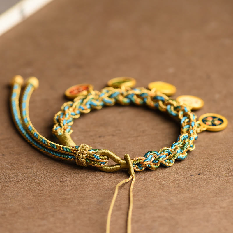 Fortune Jewel Tibetan Five God Of Wealth Luck Handcrafted Braid String Bracelet