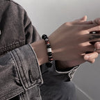 Fortune Jewel Natural Black Obsidian Tiger Eye Strength Fulfillment Bracelet