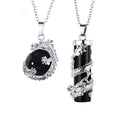 Fortune Jewel 2pc Dragon Wrapped Round Ball Gemstone Couple Necklace Pendant