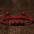 Fortune Jewel Handmade Cinnabar Om Mani Padme Hum Engraved Beads Blessing Braided Bracelet