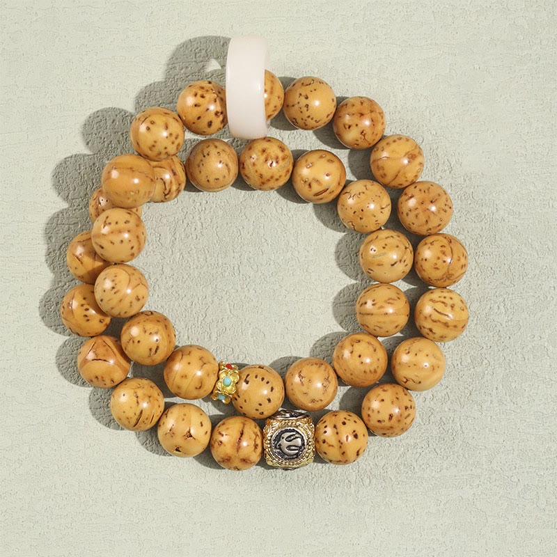 Fortune Jewel Tibetan Natural Purple Gold Rat Bodhi Seed Wealth Double Wrap Bracelet