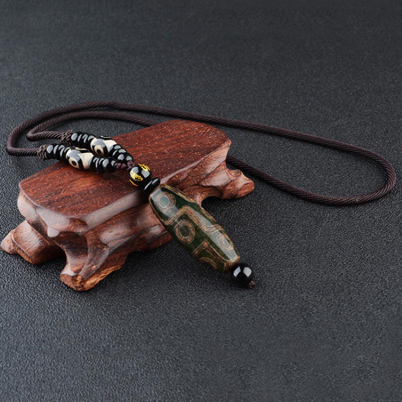 Fortune Jewel Nine-Eye Dzi Bead Wealth Protection Necklace