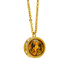 Fortune Jewel Tibetan Yellow God Of Wealth Green Tara Buddha Serenity Titanium Steel Necklace Pendant Fortune Jewel