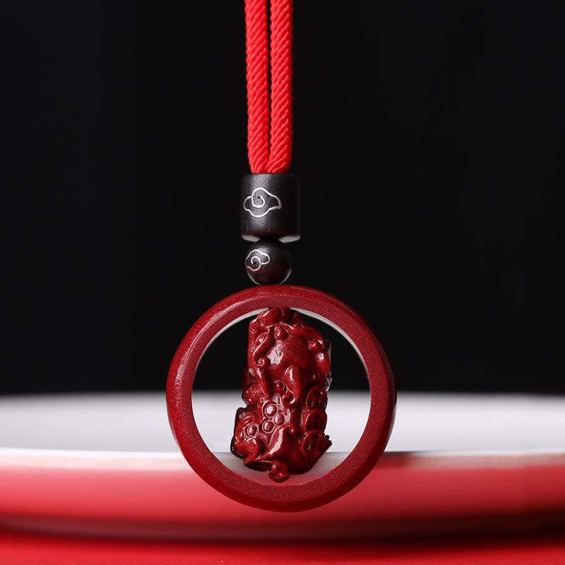 Fortune Jewel Cinnabar Om Mani Padme Hum PiXiu Blessing Lucky Bead Necklace Pendant