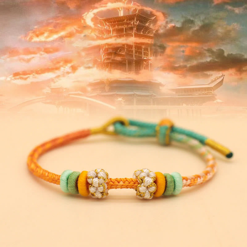 Fortune Jewel Handmade Eight Thread Peace Knot Peach Blossom Knot Luck Rope Braided Bracelet
