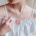 Fortune Jewel Rose Quartz Crystal Love Heart Relationships Necklace Pendant