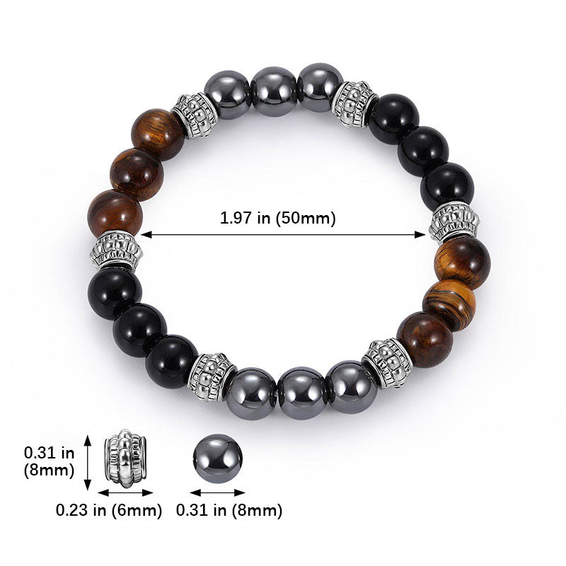 Fortune Jewel Tiger Eye and Hematite Good Luck and Healing Bracelet