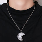 Fortune Jewel Natural Quartz Crystal Moon Tree Of Life Healing Energy Necklace Pendant