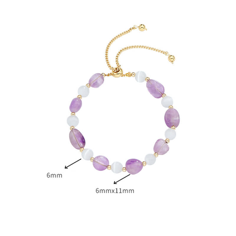 Fortune Jewel Amethyst Pink Crystal Black Rutilated Quartz Spiritual Awareness Bracelet